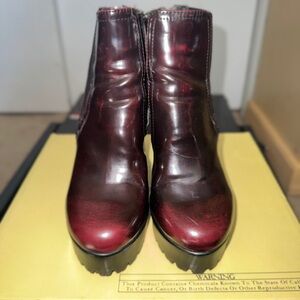 Cathy Jean Burgundy Platform Ankle Booties Heeled Size 8